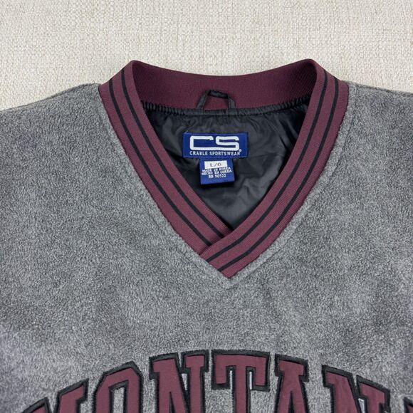 VTG Montana University Men's Cable Sportswear Side Zip Lined Fleece Pullover - Picture 2 of 16